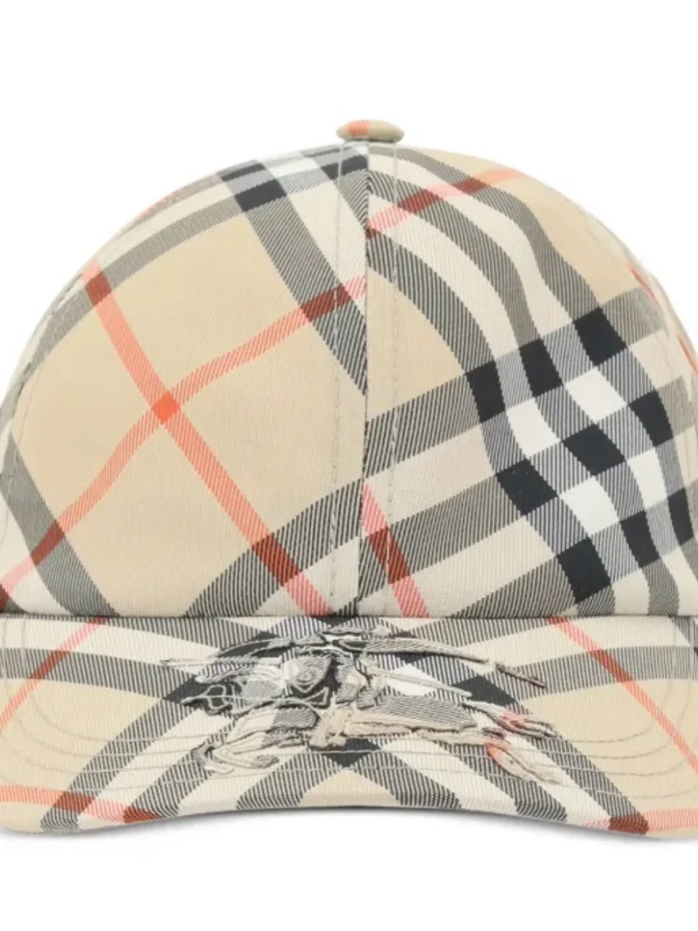 Burberry Beige Vintage Check Equestrian Logo Cap